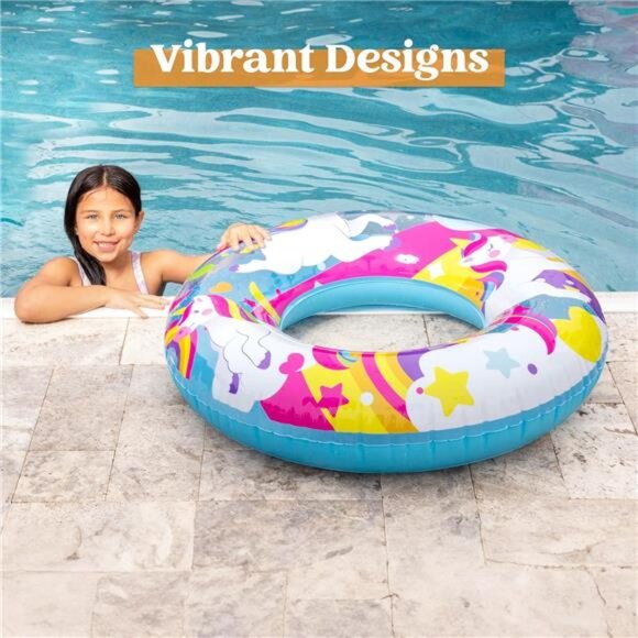 3 Pack Pool Floats, Pool Tube for‎ Kids Swim Rings Inflatable Tubes Life Ring - Picture 4 of 6